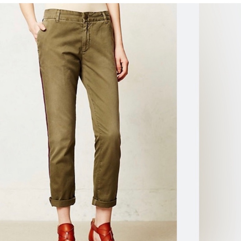 CURRENT ELLIOTT- The Buddy Trouser Vintage
Army with Stripe - Size 28